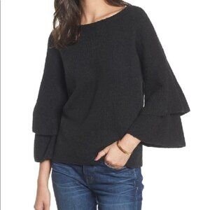 Madewell Tier Sleeve Pullover Sweater Heather Metal